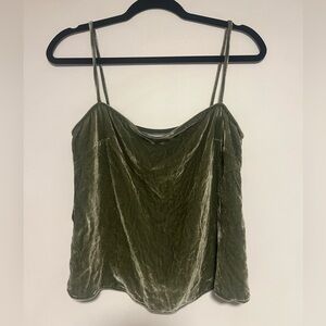 Green velvet reformation top